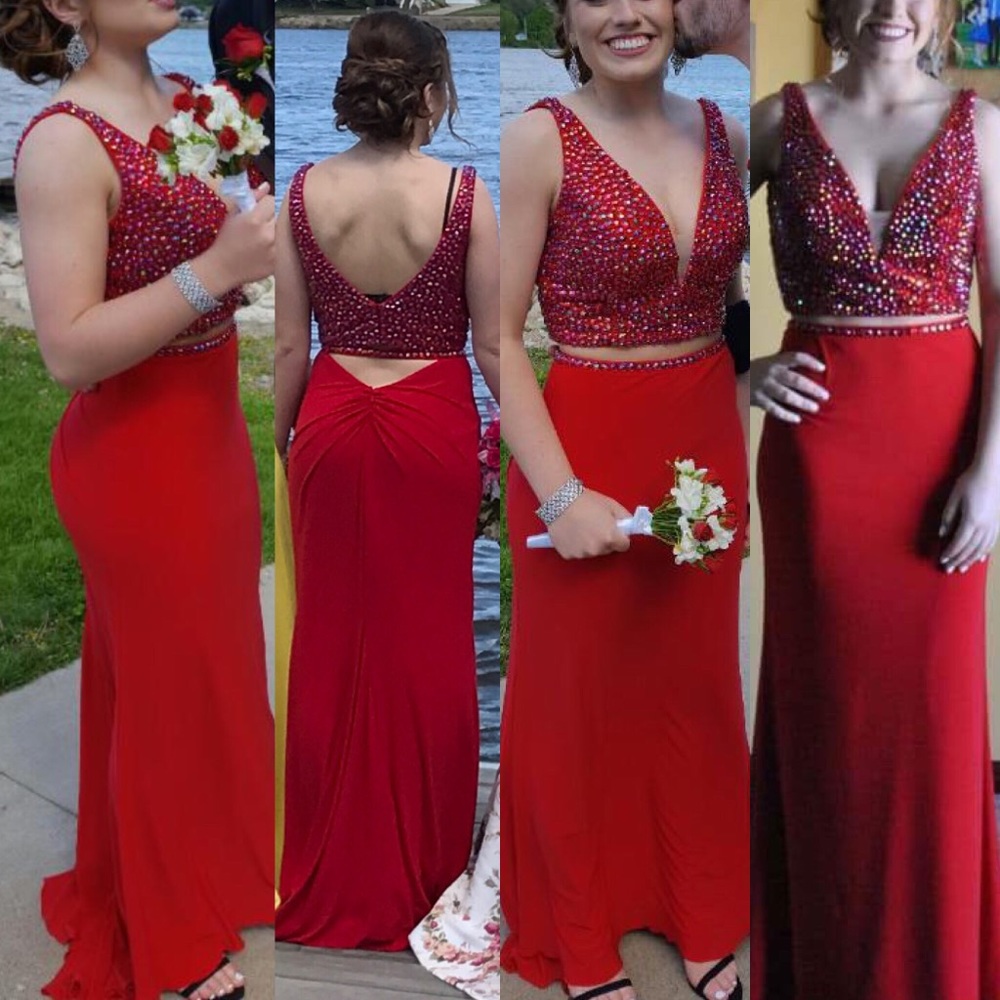Sherri Hill 2017 red two piece prom dress
